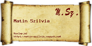 Matin Szilvia névjegykártya